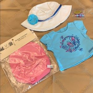 Shirt w/ bracelet 2 hats fir 18” doll